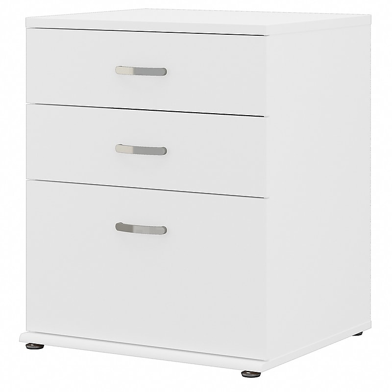 Bush Business Furniture Universal 34" Floor Storage Cabinet with 3 Drawers, White (UNS328WH) image 1