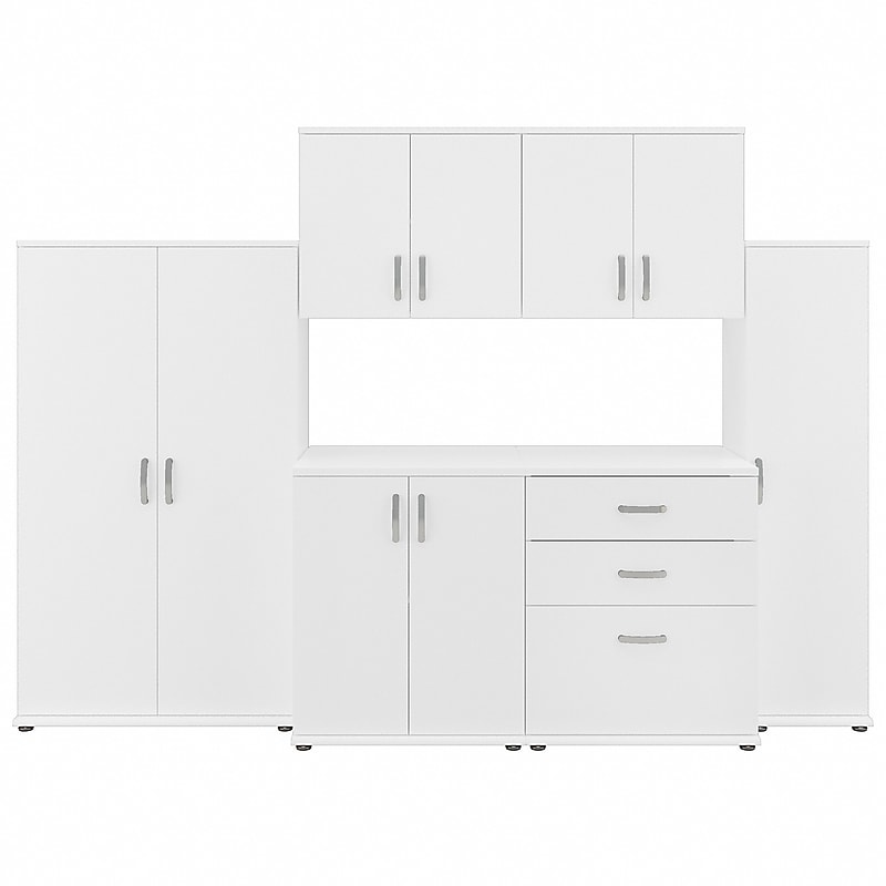 Bush Business Furniture Universal 62" 6-Piece Modular Storage Set with 14 Shelves, White (UNS002WH) image 1