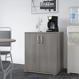 Bush Business Furniture 34" Floor Storage Cabinet with 2 Shelves, Platinum Gray (UNS128PG)