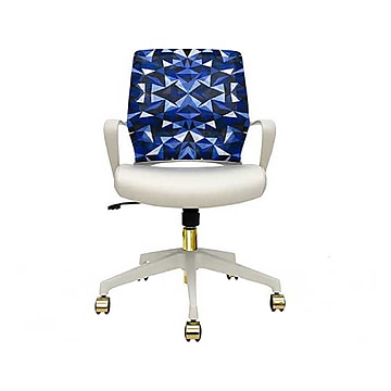 The Raynor Group Elizabeth Sutton Gramercy Fabric Swivel Task Chair, Blue Prism White Gold (K-ESGR-WHT-PRSM-GLD)