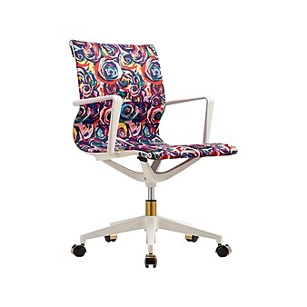 The Raynor Group Elizabeth Sutton Wynwood Fabric Swivel Task Chair, Multi Rose White Gold (K-ESWY-WHT-ROSE-GLD)