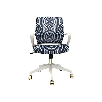 The Raynor Group Elizabeth Sutton Gramercy Fabric Swivel Task Chair, White Grayscale Echo Gold (K-ESGR-WHT-ECHO-GLD)