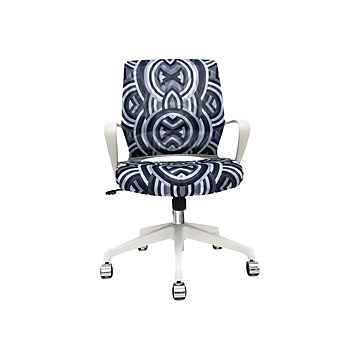 The Raynor Group Elizabeth Sutton Gramercy Fabric Swivel Task Chair, White Grayscale Echo Silver (K-ESGR-WHT-ECHO-SIL)