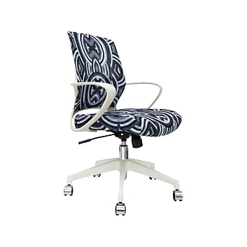 The Raynor Group Elizabeth Sutton Gramercy Fabric Swivel Task Chair, White Grayscale Echo Silver (K-ESGR-WHT-ECHO-SIL)