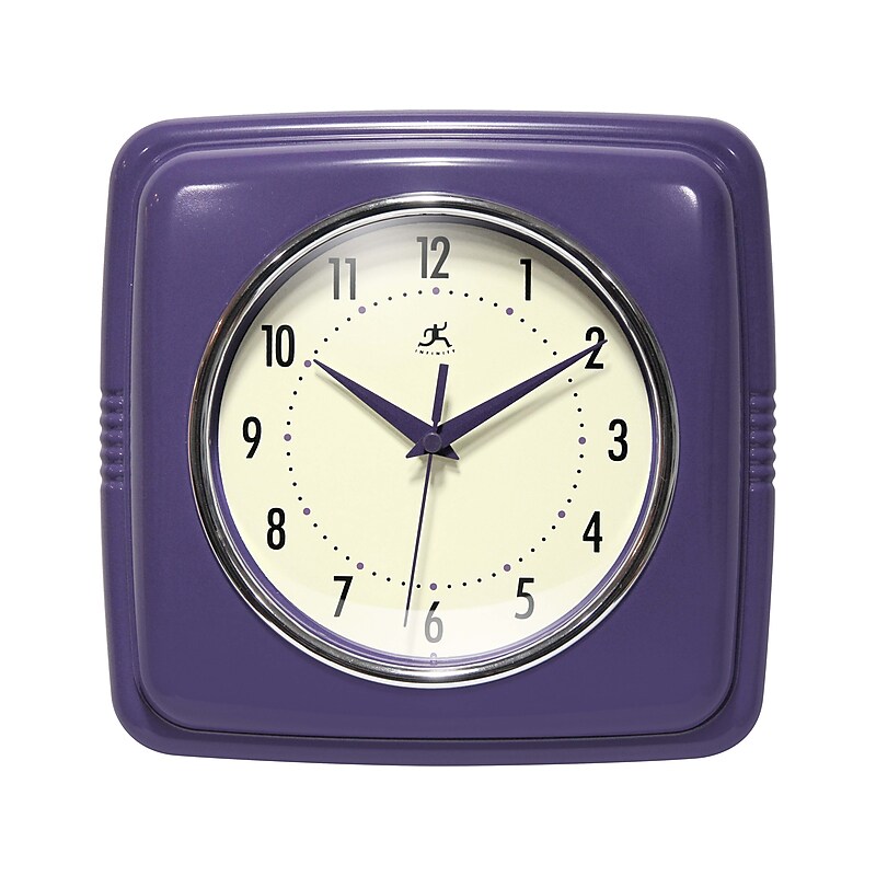 Infinity Instruments Square Retro Wall Clock, 9.25" (13228PRHT-4103) image 1