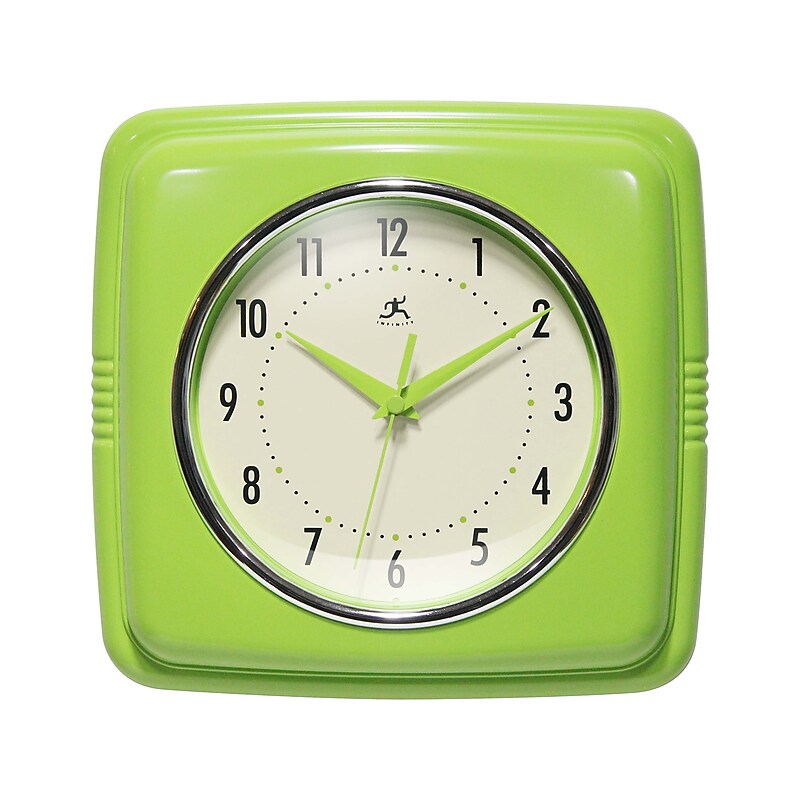 Infinity Instruments Square Retro Wall Clock, 9.25" (13228AG-4103) image 1