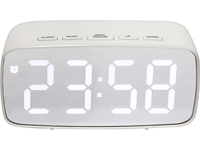 Infinity Instruments White Tabletop Digital Alarm Clock