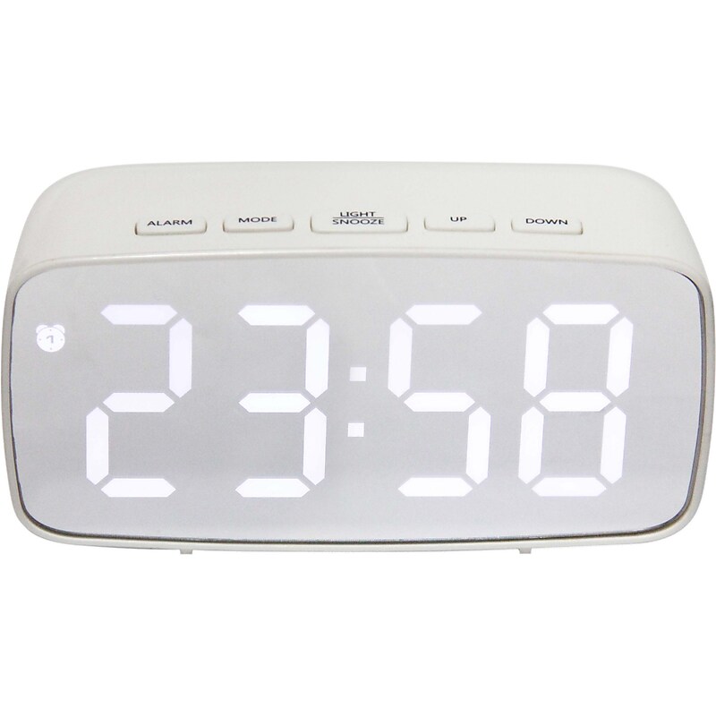 Infinity Instruments Digital Alarm Clock, 4.25" x 2.38" (20218WH) image 1