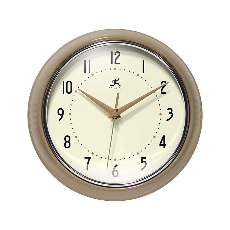 Infinity Instruments Round Retro Wall Clock, 9.5" (10940CG) image 1
