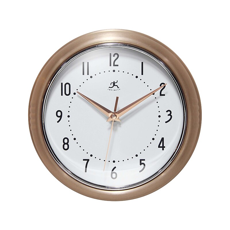 Infinity Instruments Round Retro Wall Clock, 9.5" (10940CR) image 1