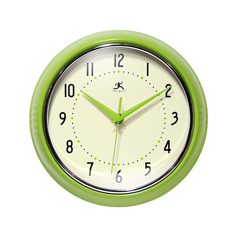 Infinity Instruments Round Retro Wall Clock, 9.5" (10940AN) image 1