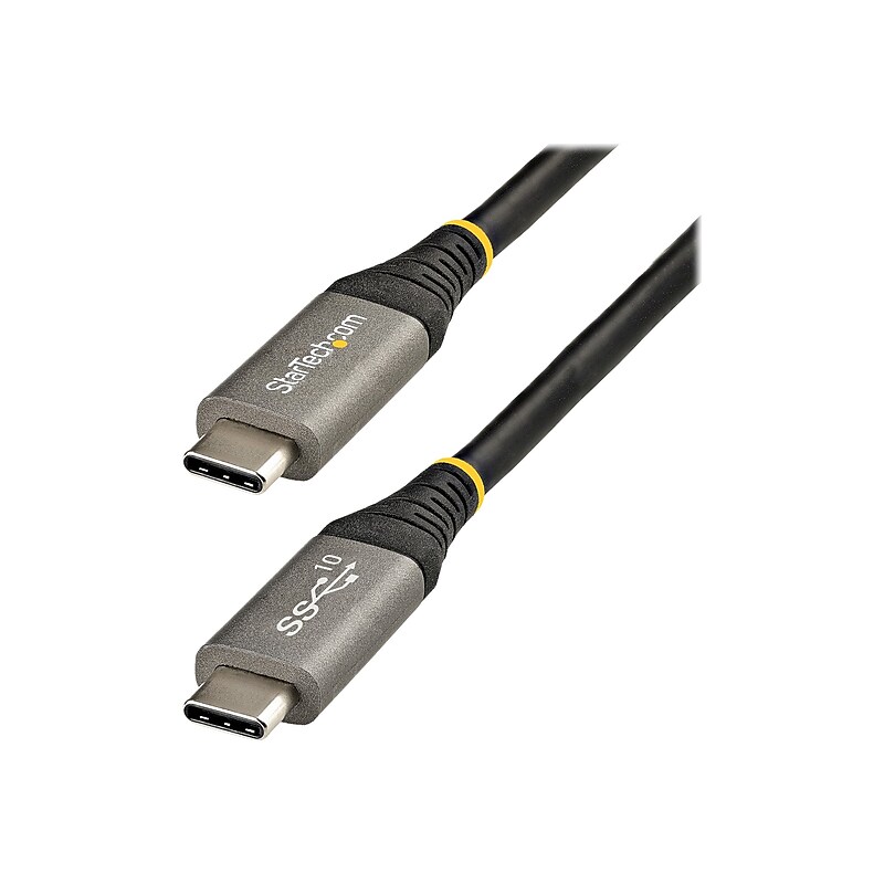 StarTech Thunderbolt Compatible 6.6 ft. USB-C Cable with 100W Power Delivery, Male to Male, Black/Silver (USB315CCV2M) image 1