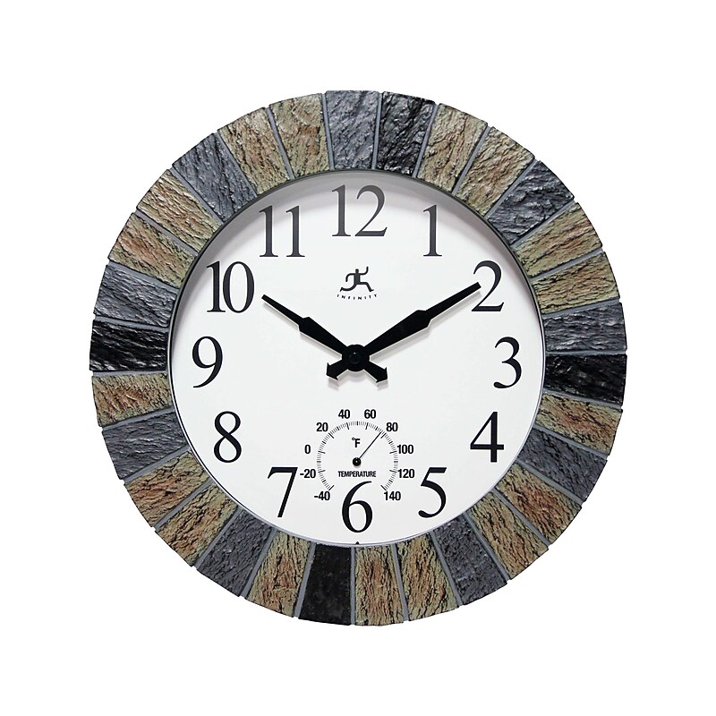 Infinity Instruments Faux Slate Wall Clock, 13" (15590ST1-4339) image 1