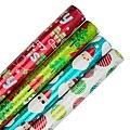 JAM Paper® Assorted Gift Wrap, Christmas Wrapping Paper, 100 Sq. Ft Total, Holographic Merry Christmas Set, 4/Pack (165H4MC)