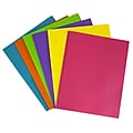 JAM Paper Plastic POP 2-Pocket  Folders with Metal Prong Fastener, Assorted Colors, 6/Pack (382ECFassrt)