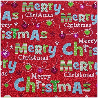 JAM Paper® Assorted Gift Wrap, Christmas Wrapping Paper, 100 Sq. Ft Total, Holographic Merry Christmas Set, 4/Pack (165H4MC)