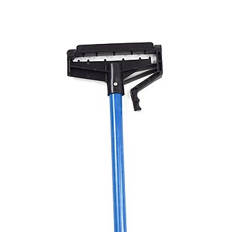 Malish 60” Blue Quick-Release Fiberglass Mop Handle (54660) - Fits 20 oz. Blue Looped-End Mop Head