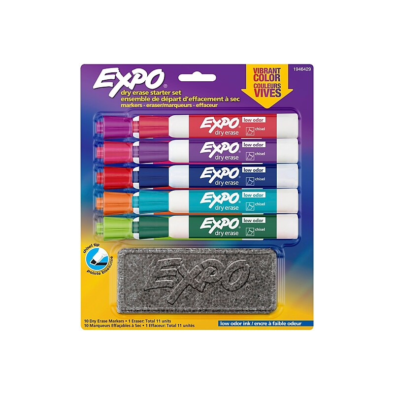 Expo Dry Erase Starter Set, Chisel Tip, Assorted, 10/Pack (80835) image 1