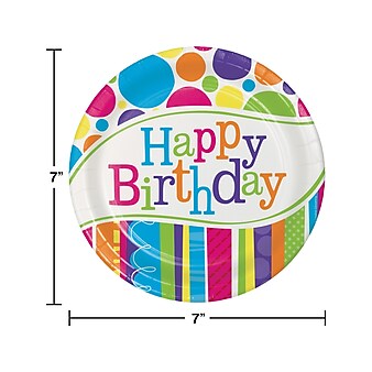 Creative Converting Bright & Bold 7" Paper Dessert Plate, Multicolor, 24 Plates/Pack (DTC415412PLT)
