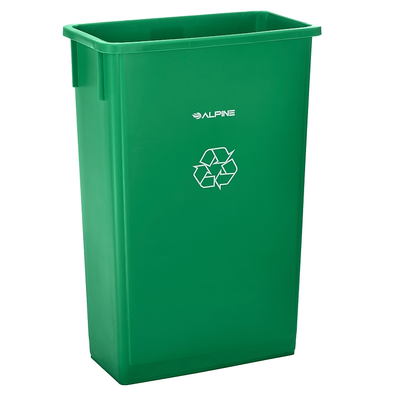 Alpine Industries Polypropylene Recycling Bin, 23 Gallon, Green  (ALP477-GRN) image 1