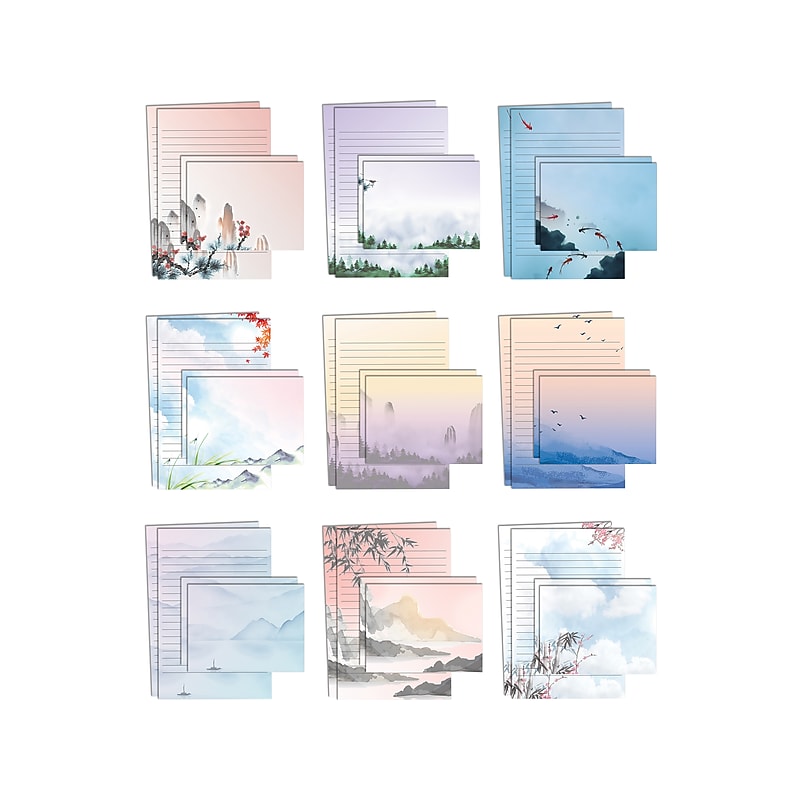 Better Office Mini Stationery Kits, Assorted Japanese Watercolor Designs, 50/Set (63902) image 1