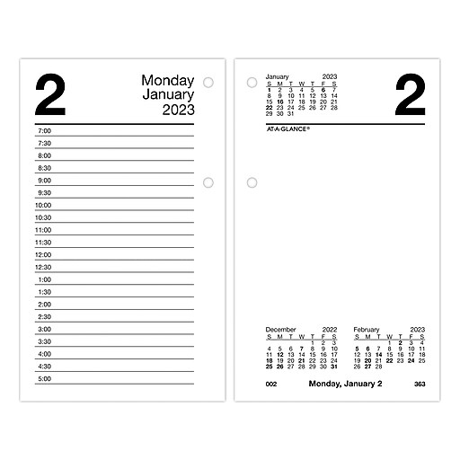 2023 ATAGLANCE 6" x 3.5" Daily LooseLeaf Desk Calendar Refill, White