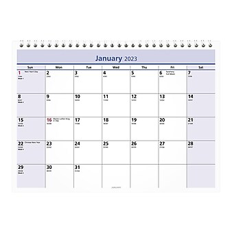 2023 AT-A-GLANCE QuickNotes 11" x 8" Monthly Desk or Wall Calendar, White/Purple/Yellow (PM50-28-23)