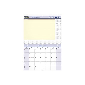 2023 AT-A-GLANCE QuickNotes 11" x 8" Monthly Desk or Wall Calendar, White/Purple/Yellow (PM50-28-23)