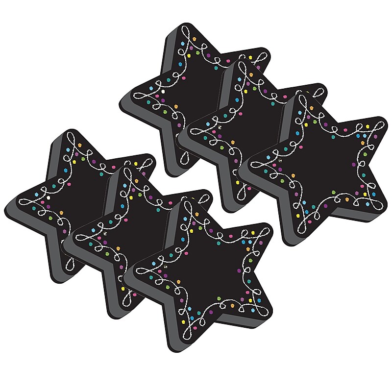 Ashley Productions Dry Erase Magnetic Whiteboard Erasers, Star Chalk, Pack of 6 (ASH09989-6) image 1