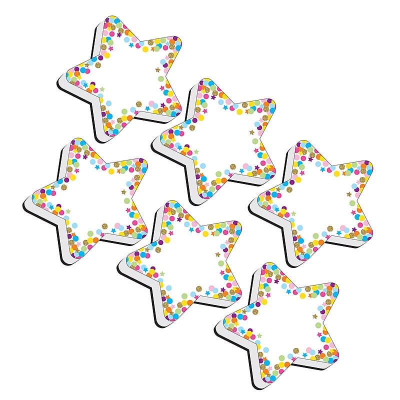 Ashley Productions Dry Erase Magnetic Whiteboard Erasers, Star Confetti, Pack of 6 (ASH09990-6) image 1