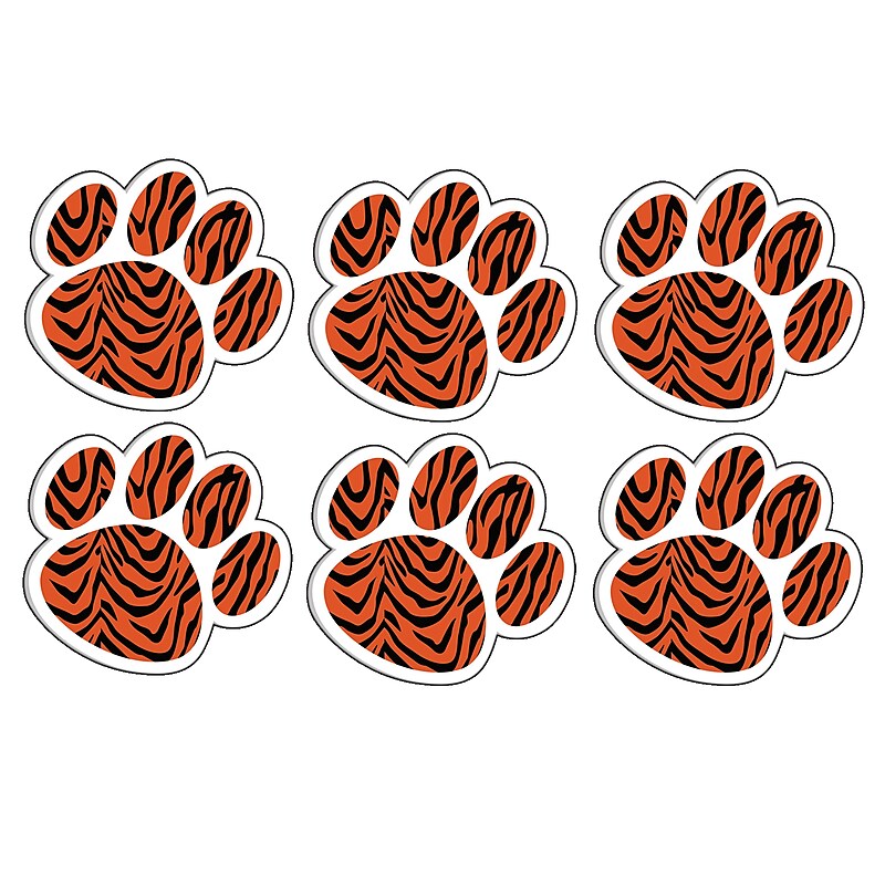 Ashley Dry Erase Magnetic Whiteboard Erasers, Tiger Paw, Pack of 6 (ASH10000-6) image 1