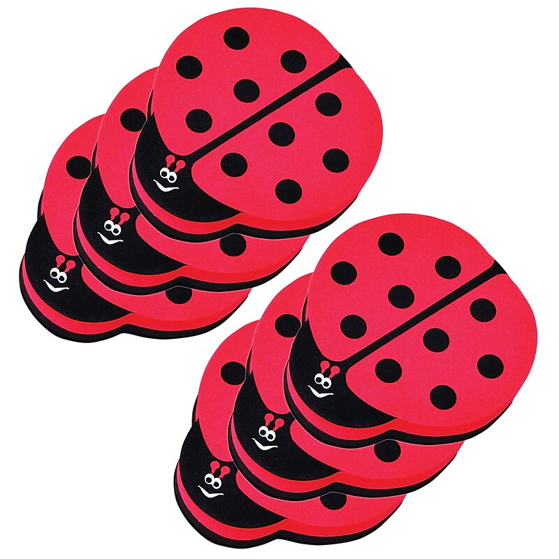 Ashley Dry Erase Magnetic Whiteboard Erasers, Ladybug, Pack of 6 (ASH10015-6) image 1