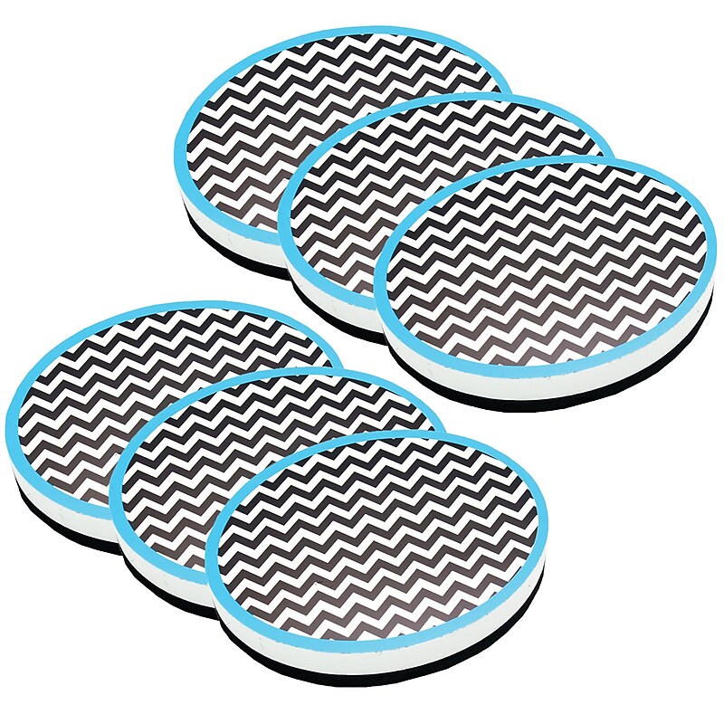 Ashley Magnetic Whiteboard Eraser, Chevron, Pack of 6 (ASH10047-6) image 1