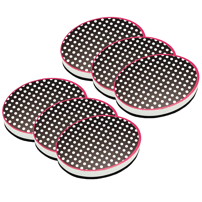 Ashley Magnetic Whiteboard Eraser, Black & White Dots, Pack of 6 (ASH10048-6) image 1