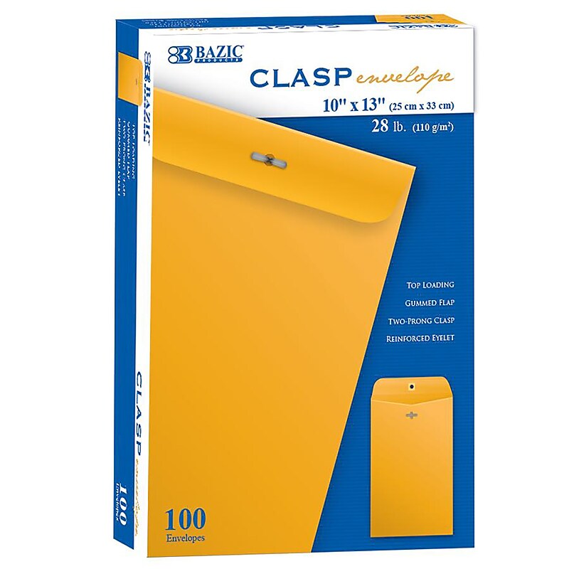 Bazic Kraft Clasp Catalog Envelope, 10" x 13", 100/Pack (BAZ5073) image 1
