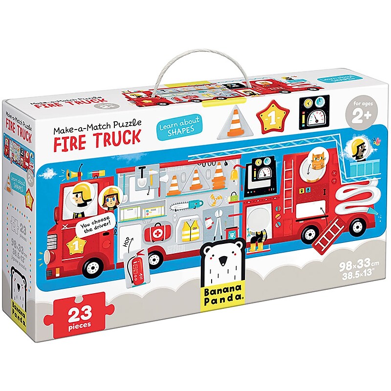 Banana Panda 23-Pieces Make-a-Match Puzzle Fire Truck (BPN49044) image 1