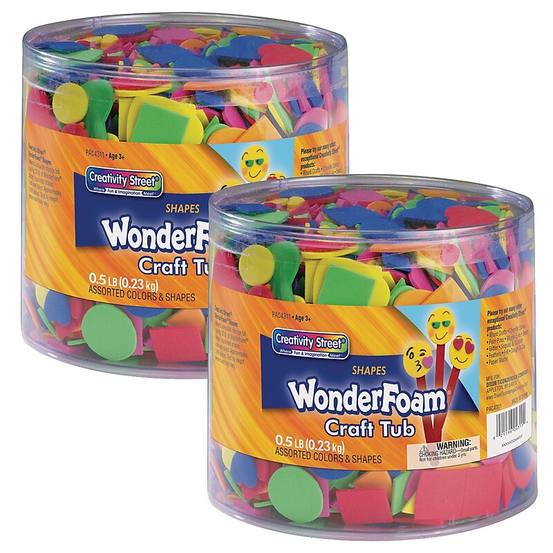 Creativity Street WonderFoam Craft Tub, Foam Shapes, Assorted Sizes, 1/2 lb./Pack, 2 Packs (CK-4311-2) image 1