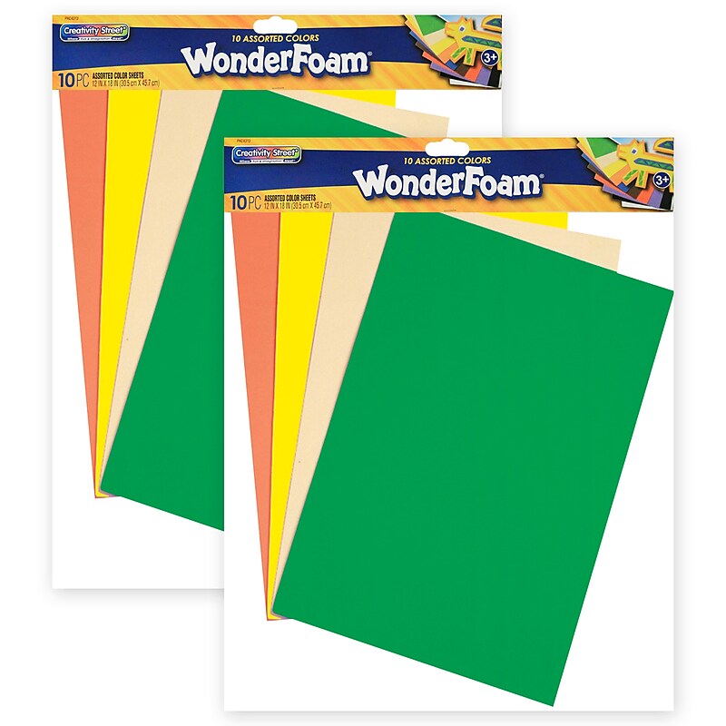 Creativity Street WonderFoam Sheets, 12" x 18", Assorted Colors, 10 Sheets/Pack, 2 Packs (CK-4313-2) image 1