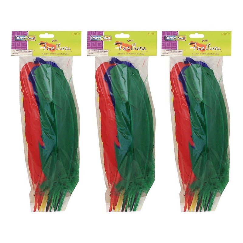 Creativity Street Quill Feathers, Assorted Colors, 12", 24/Pack, 3 Packs (CK-4503-3) image 1