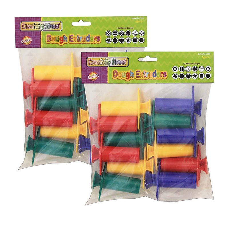 Creativity Street Dough Extruders, 12 Assorted Patterns, Approx. 3", 12 Pieces/Pack, 2 Packs (CK-9769-2) image 1