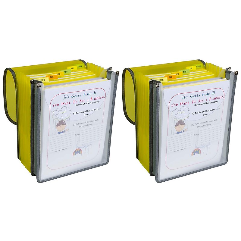 C-Line Heavy Duty Reinforced Plastic Accordion File, 7-Pocket, Letter Size, Assorted Colors, 2/Bundle (CLI58700-2) image 1