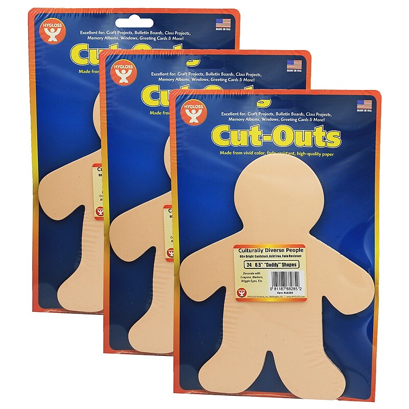 Hygloss Rainbow Brights Family Cut-Outs, 8.5", Assorted, 24 Per Pack, 3 Packs (HYG68285-3) image 1