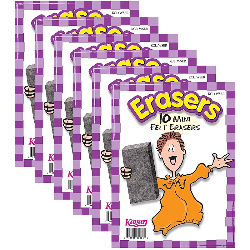 Kagan Mini Block Shaped Felt Erasers, Black, 10/Pack, 6 Packs (KA-WSER-6) image 1