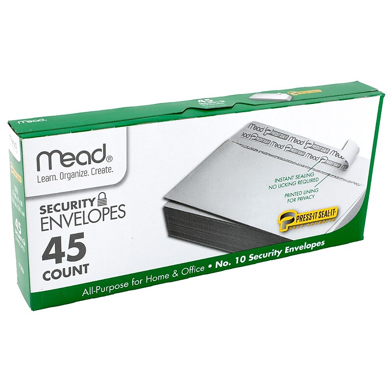 Mead Kraft Self Seal Security Tinted #10 Business Envelope 4 1/8" x 9 1/2", 45/Box, 12 Boxes/Bundle (MEA75026-12) image 1