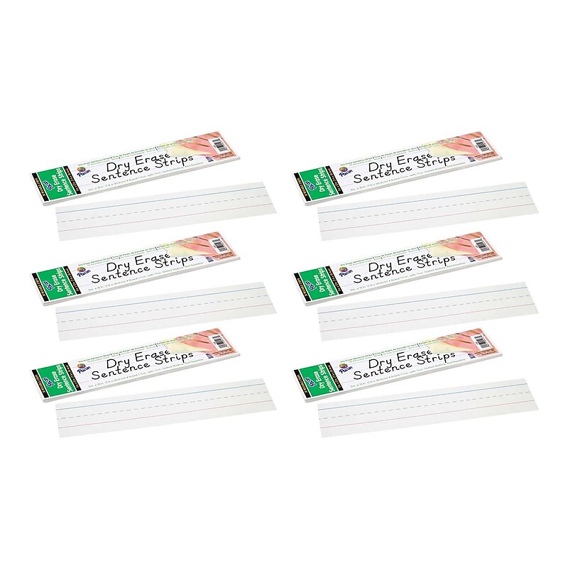 Pacon Dry Erase Sentence Strips, 3" x 12", White, 30 Per Pack, 6 Packs (PAC5187-6) image 1