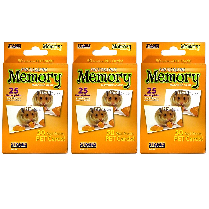 Stages Learning Materials Pets Photographic Memory Matching Game, Pack of 3 (SLM221-3) image 1