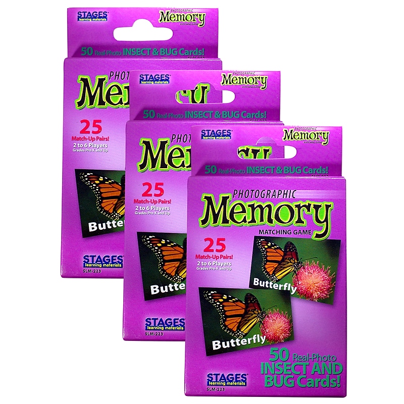 Stages Learning Materials Photographic Memory Matching Game, Insects & Bugs, Pack of 3 (SLM223-3) image 1