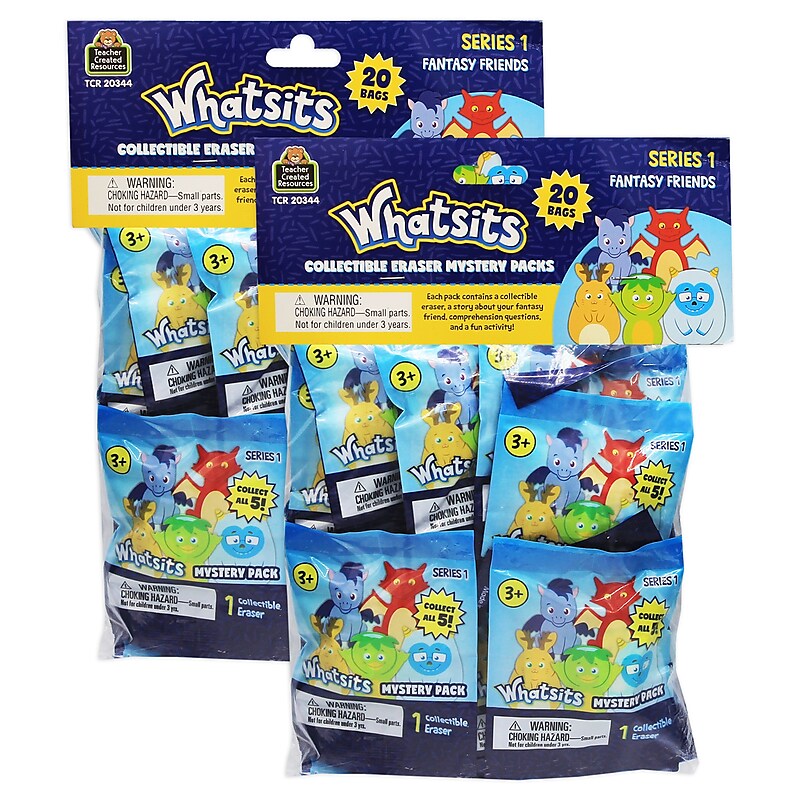 Teacher Created Resources Whatsits Collectable Mystery Packs: Fantasy Friends Erasers, 20/Pack, 2 Packs (TCR20344-2) image 1