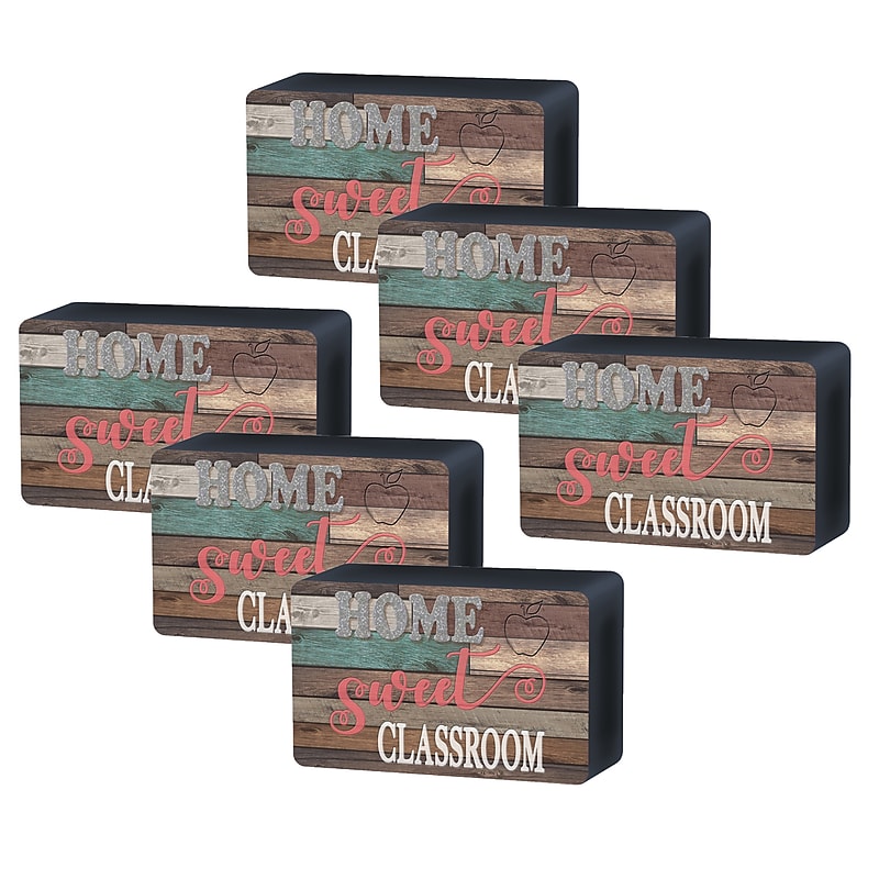 Teacher Created Resources Dry Erase Magnetic Whiteboard Erasers, Home Sweet Classroom, Pack of 6 (TCR77008-6) image 1