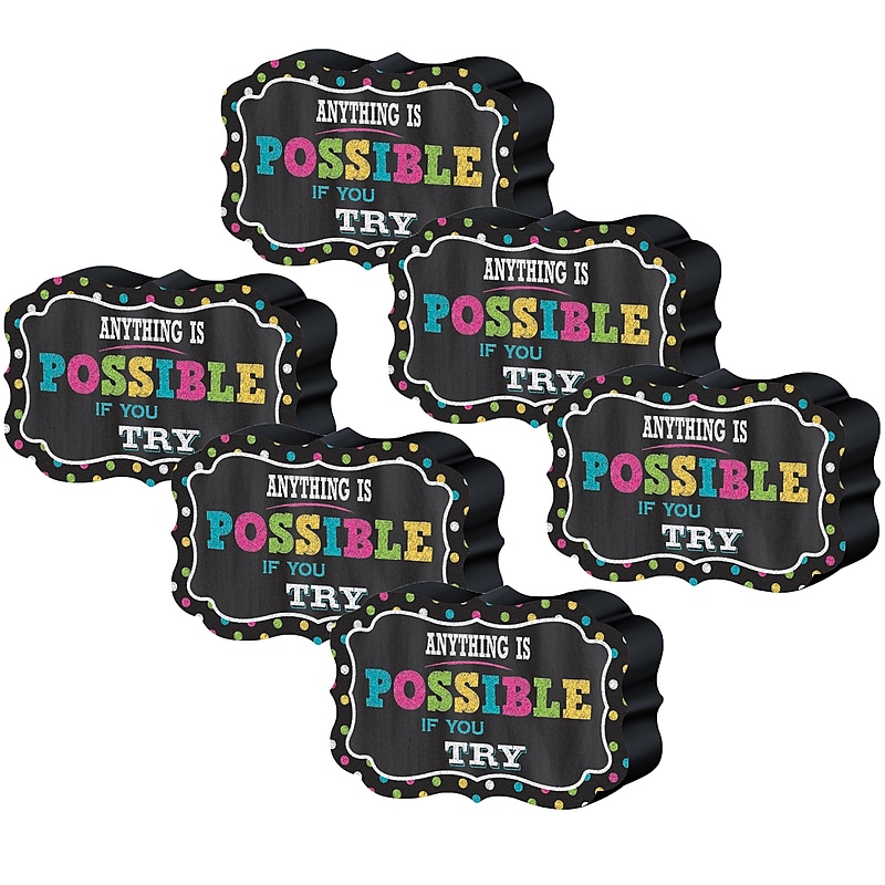 Teacher Created Resources Dry Erase Magnetic Whiteboard Eraser, Chalkboard Brights, Pack of 6 (TCR77289-6) image 1